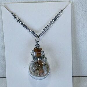 Artisan Handmade Beach in a Bottle Necklace w/Stainless Steel Double Chain Boho